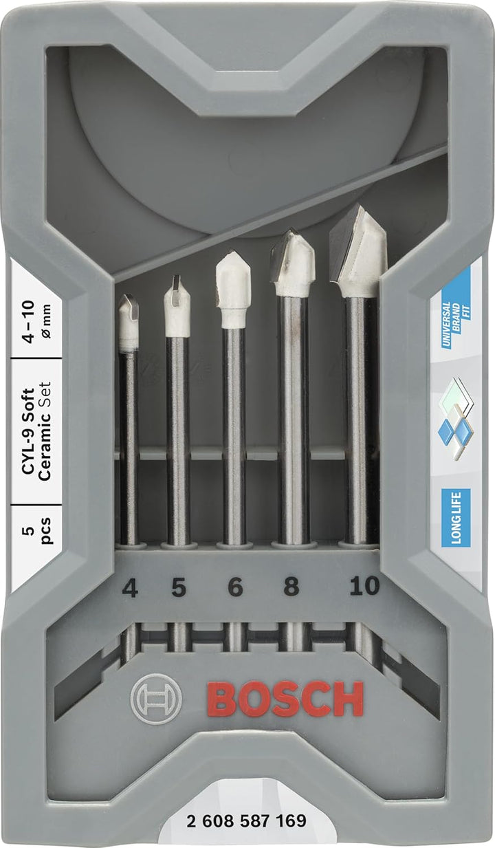 Bosch Accessories Professional 5tlg. CYL-9 Ceramic Fliesenbohrer-Set (für Stein, Fliesen, Ø 4–10 mm,