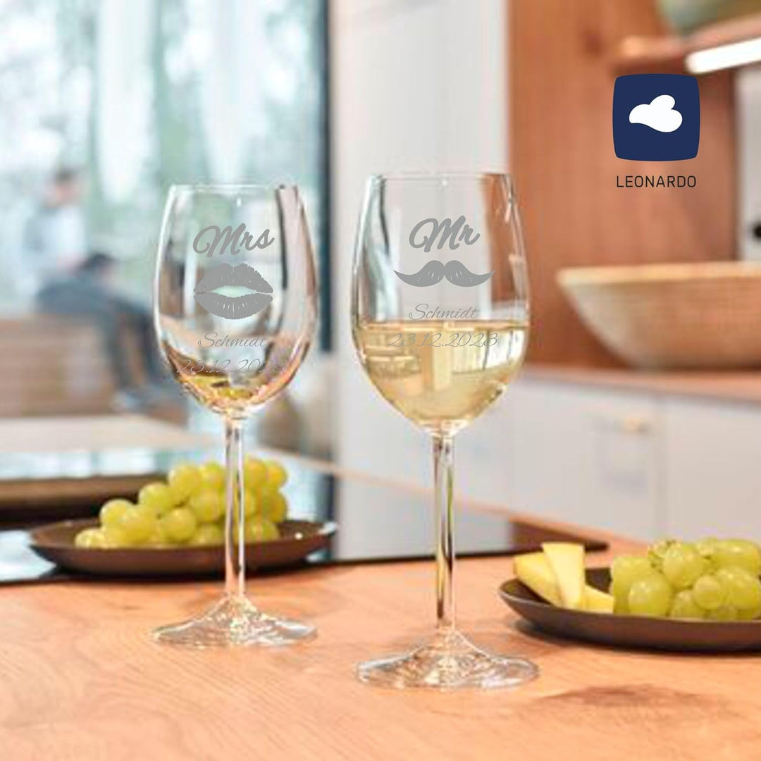 Geschenk zum Valentinstag – Wein Geschenksets – Weinglas mit Gravur 370ml – Hochzeitsgeschenke – Ges