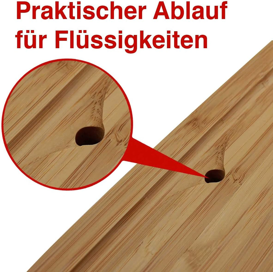 SANTOS Schneidebrett mit Auffangschale - 43x7x28cm - Eiche - formschön & vielseitig - reizvolle Opti