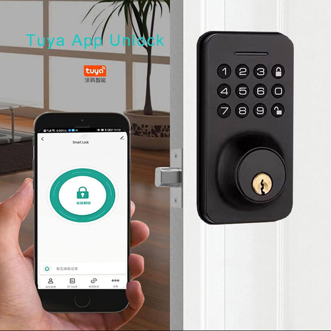 Splenssy Keyless Entry Türschloss mit Tastatur, Smart Deadbolt Lock mit 2 Schlüsseln, Passwort/Mecha
