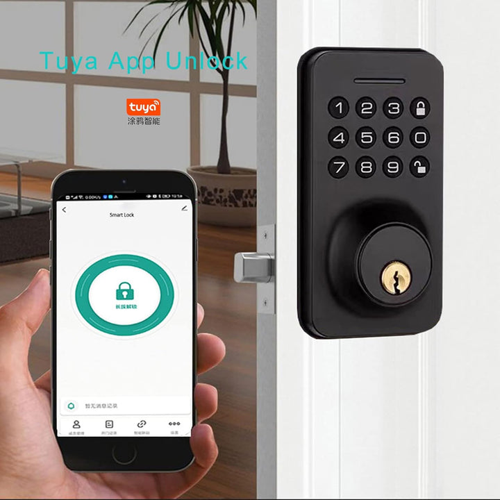 Splenssy Keyless Entry Türschloss mit Tastatur, Smart Deadbolt Lock mit 2 Schlüsseln, Passwort/Mecha