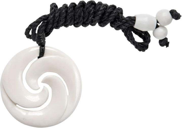 81stgeneration Damen Herren Handgeschnitzte Knochen Maori Dreifach Koru Spiral Anhänger Halskette