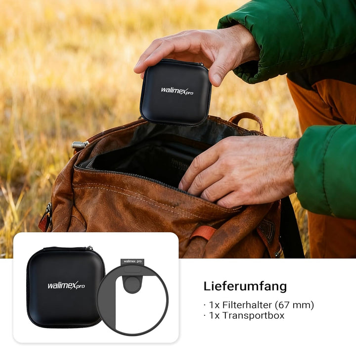 Walimex pro Filterhalter 67 mm für Handykamera, Cold Shoe Mount für LED und Mikrofon, professionelle