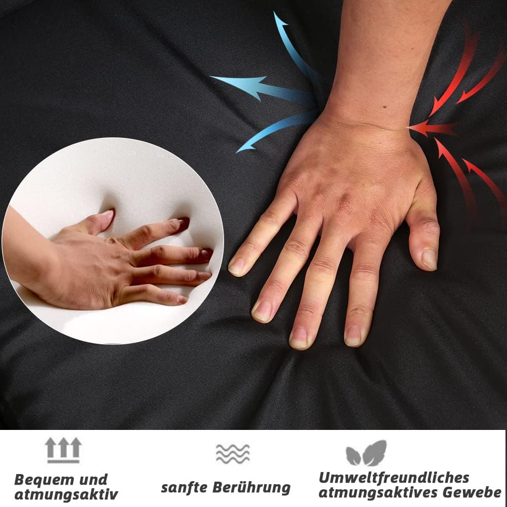 Mingone Hocker Rattan Outdoor mit Kissen Rattansofa Gartenmöbel-Set Sitzhocker Gartensofa für Terras