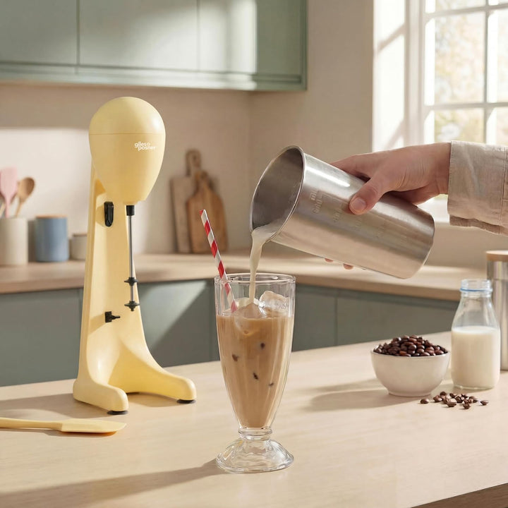 Giles & Posner Funfair Milchshake-Maker – Eiskaffee-Maschine, 2 Geschwindigkeiten, 500 ml Edelstahlb