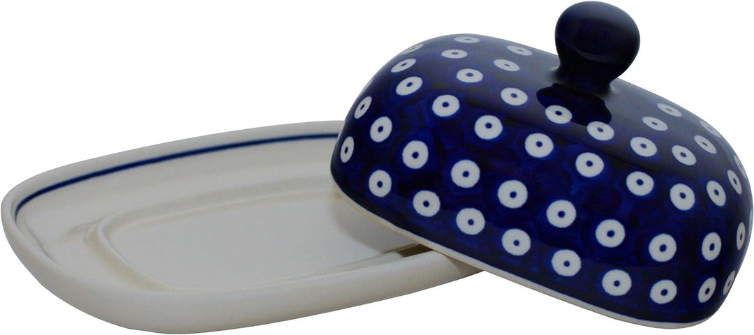 Bunzlauer Butterdose klein oval 1/2 Stück Butter Dekor 42