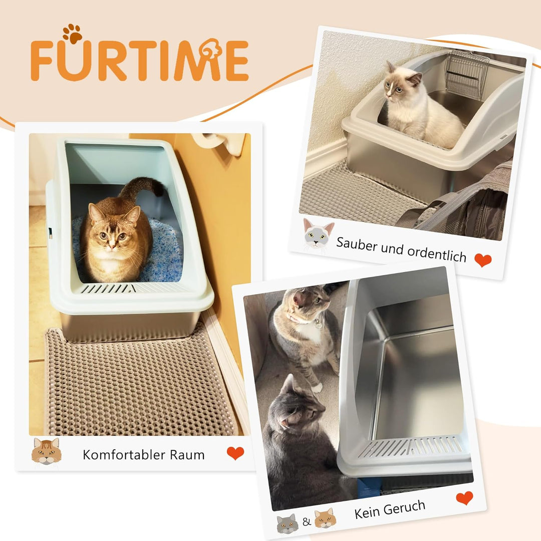 2 Pack FURTIME Katzenklo Edelstahl, Katzentoilette Edelstahl 30L Grosse Kapazität Auslaufsicher Gege