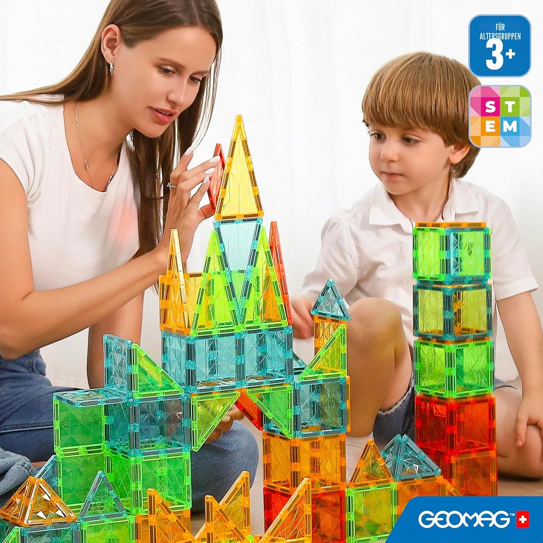 Geomag Magnetic Tiles Gems 100 – Magnetische Konstruktionen 100 Stück 3D-Bretter – Pädagogisch Blöck