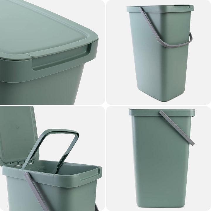KADAX Abfallbehälter 20L, 4er Set, Abfalleimer aus Plastik mit Deckel und Griff, Mülleimer für Müllt