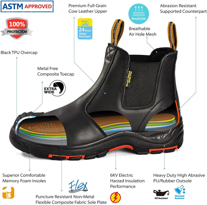 SAFEYEAR S3 Arbeitsstiefel Herren & Damen, M-8025 Sicherheitsschuhe Herren & Damen hoch ESD, wasserd