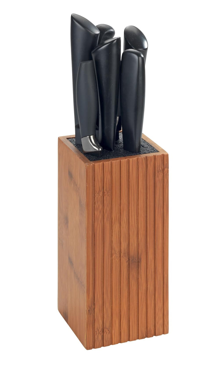 WENKO Messerblock mit Borsteneinsatz Mera, Küchenmesser Aufbewahrung aus Bambus, 10 x 22 x 10 cm, Du