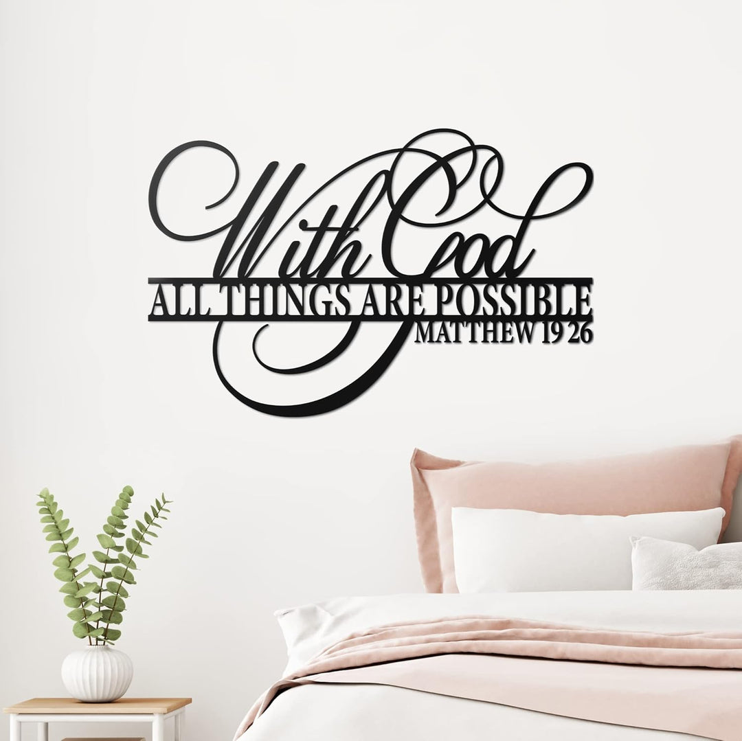 ViveGate Wanddekoration aus Metall mit Aufschrift With God All Things Are Possible, 45,7 x 30,5 cm,