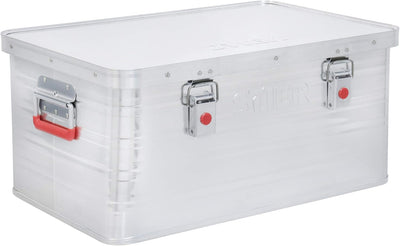 STIER Alubox, Aluminiumbox 50L, Staub- und spritzwasserresistent, mit Gummidichtung und 2 Klapphandg