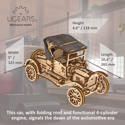 UGEARS 3D Puzzle Holzbausatz Auto - Retro Spielzeugauto Modellbausatz Erwachsene und Kinder - 3D Hol