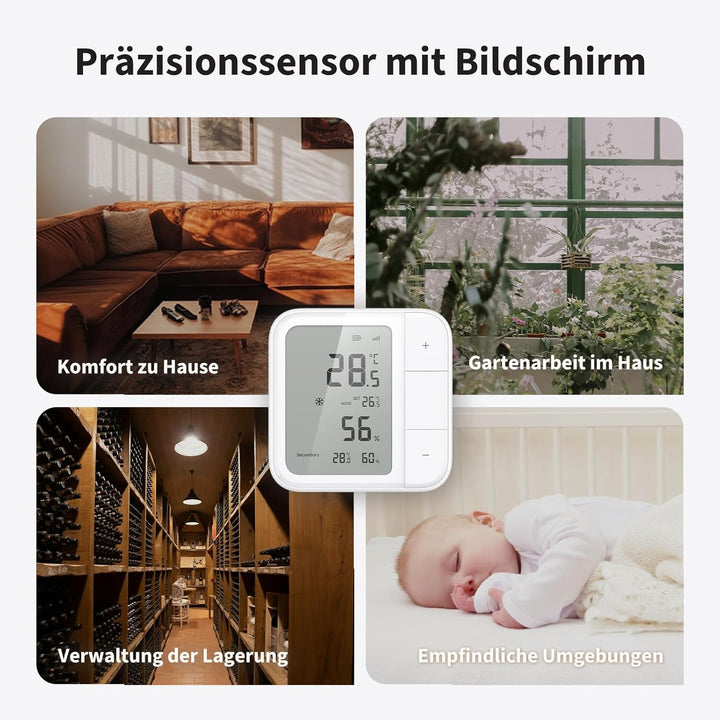 Aqara Thread/Zigbee Raumthermostat W100, Temperatur & Luftfeuchtigkeit Überwachung, Wireless, Fernst