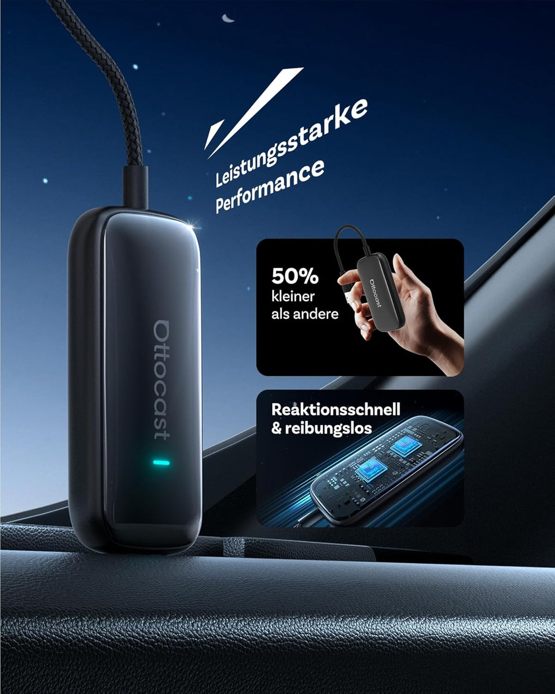 OTTOCAST Play2Video Ultra, 3-in-1 Wireless CarPlay Adapter, Android Auto Adapter mit Netflix & YouTu