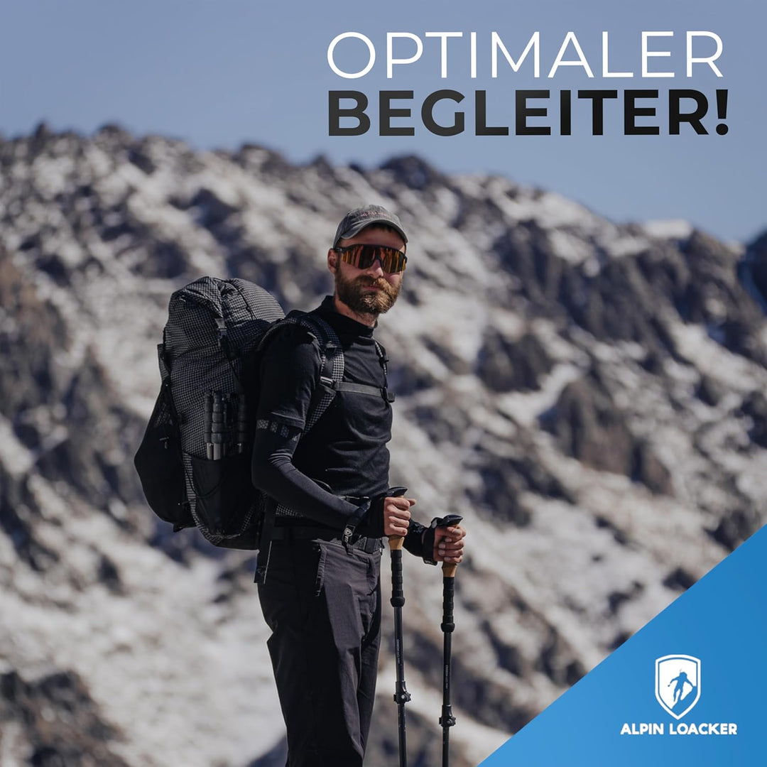 Alpin Loacker Wanderstöcke faltbar Carbon oder Aluminium mit Korkgriff I Nordic Walking Stöcke Damen