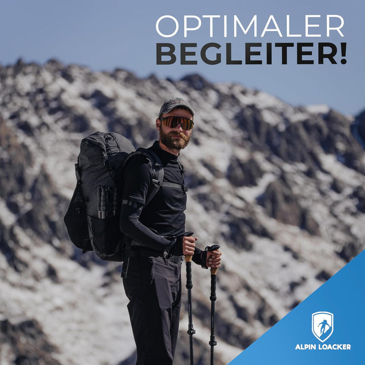 Alpin Loacker Wanderstöcke faltbar Carbon oder Aluminium mit Korkgriff I Nordic Walking Stöcke Damen
