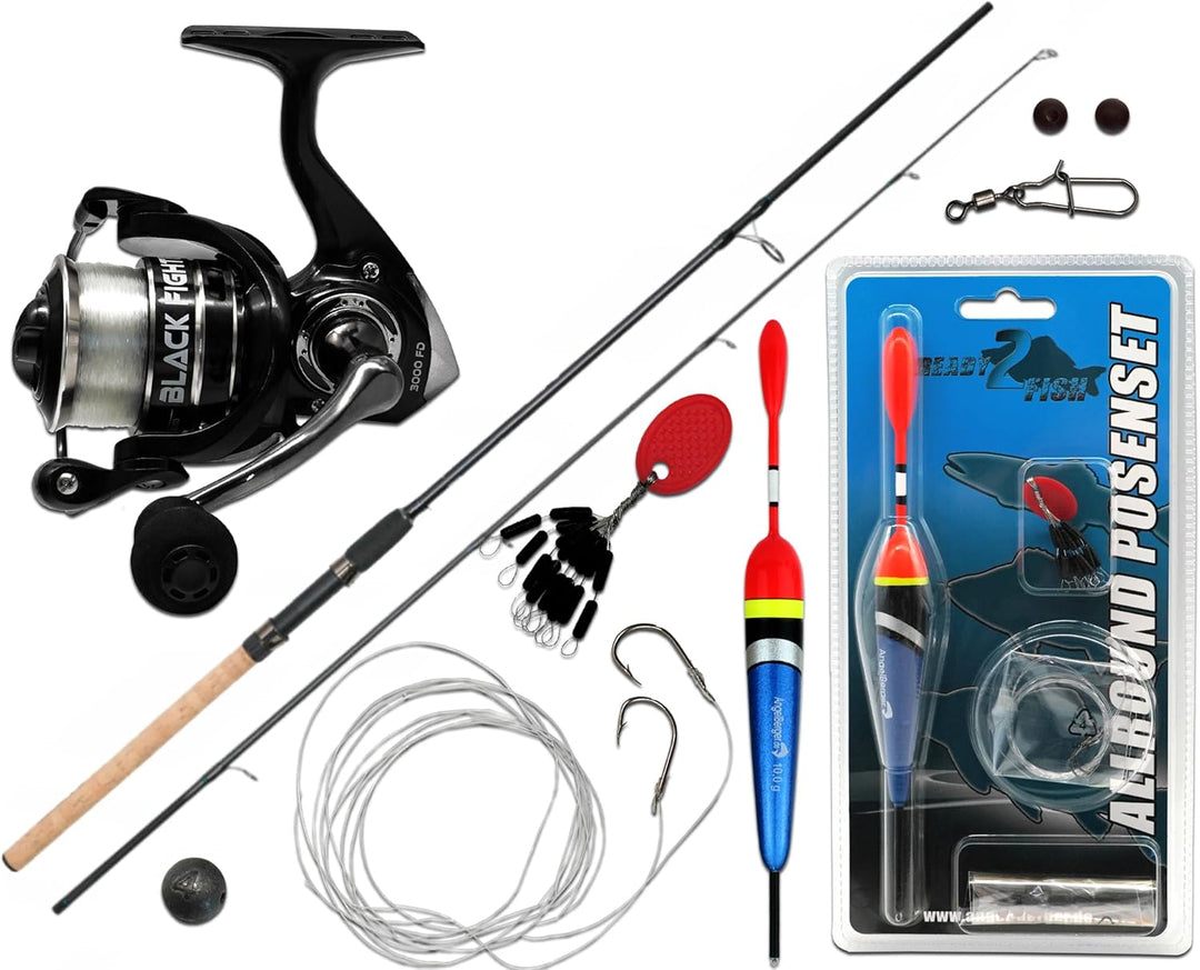 Angel-Berger Steck Angelset Rute Rolle mit Zubehör Angelset Allround