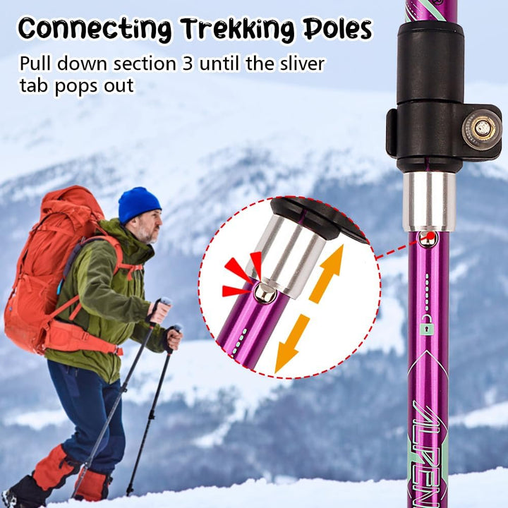 HOVIN Walking Stöcke Damen,Wanderstöcke Faltbar 105-125cm,Trekkingstöcke mit Gummipuffers für Trekki