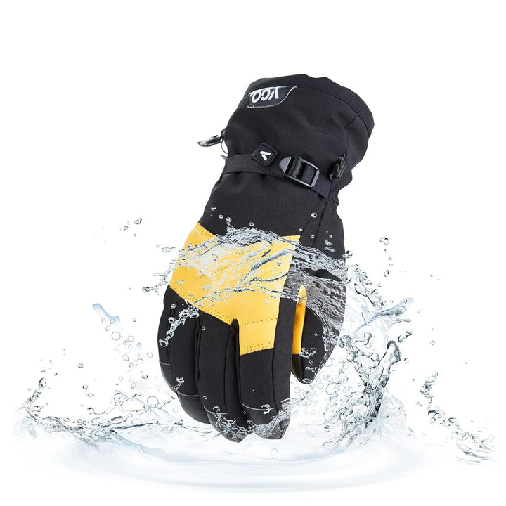 Vgo... 1Paar Skihandschuhe für Männer & Frauen, Winter Outdoor Handschuhe, Wasserdicht, Rindsleder,
