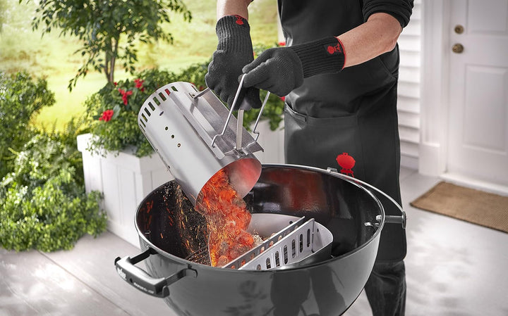 Weber Anzündset -Rapidfire Starter Set, besteht aus Amzündkamin - Gross (32cm), 2Kg Holzkohlebrikett