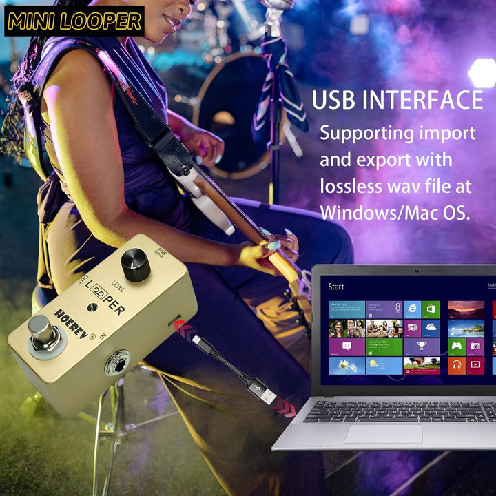 Hoerev Gitarre Mini Loop Effektor Looper Sampler Effekte Tuner für elektrische akustische Gitarre Ba