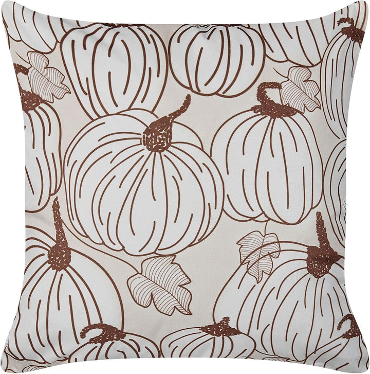 Zierkissen 2er Set 45x45 cm Halloween Kürbis-Motiv beige/braun Samtstoff Gourd