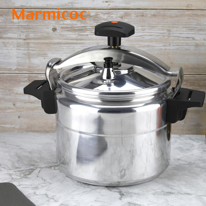 Alumax Traditioneller Schnellkochtopf, 10 l, extra dickes Aluminium, 3 Sicherheitssysteme, kompatibe