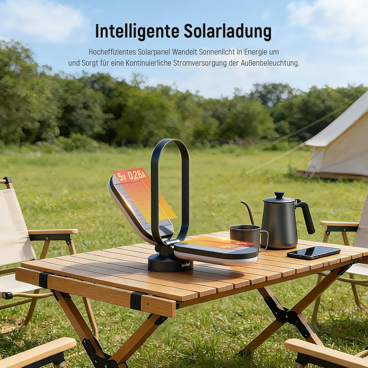 Campinglampe Solar, LED Solar Camping Laterne mit 5000mAh Notstrom Ladegerät, 4 Modi, Dimmbar Touch,