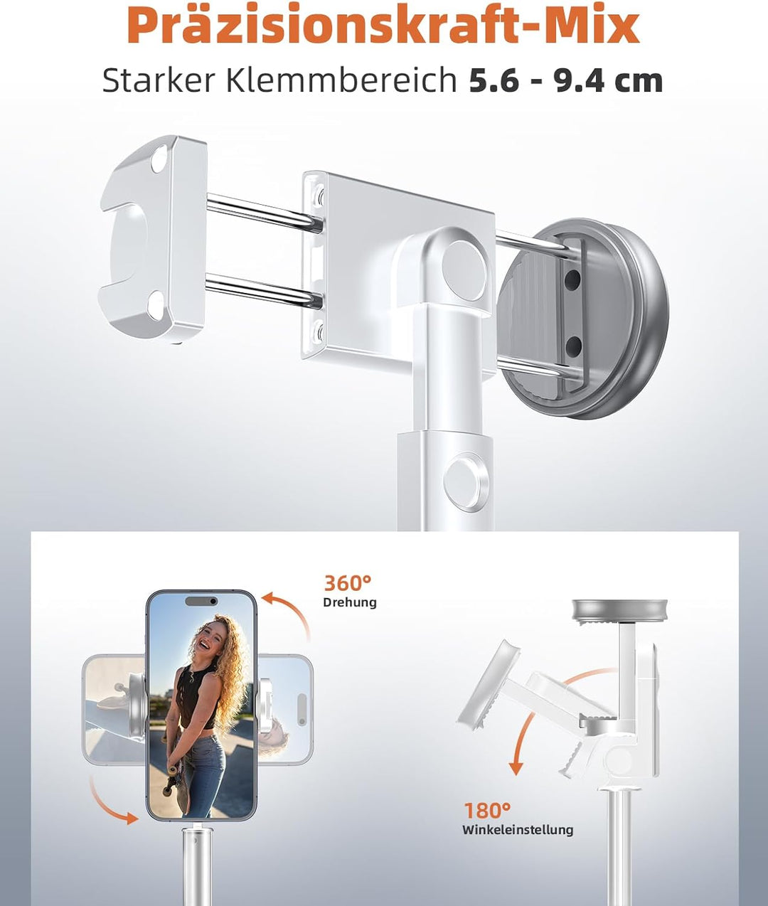 158cm Telefon Handy Stativ Ständer, All in 1 Selfie Stick mit Fernbedienung, tragbares Reisestativ f