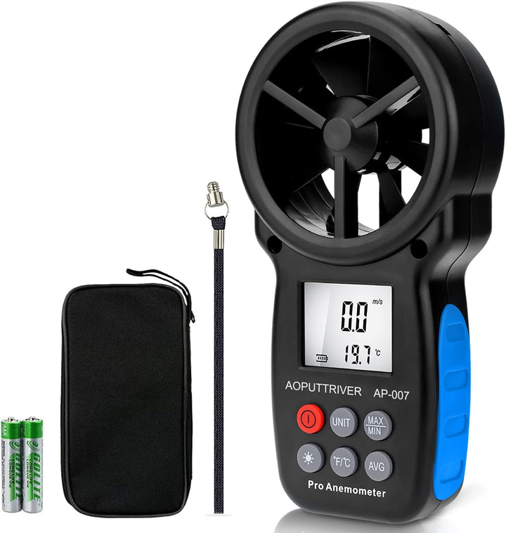 Windmesser Digital Windmessgerät AP-007 Handheld Anemometer 0.3~30m/s mit Manueller/Automatischer Ab