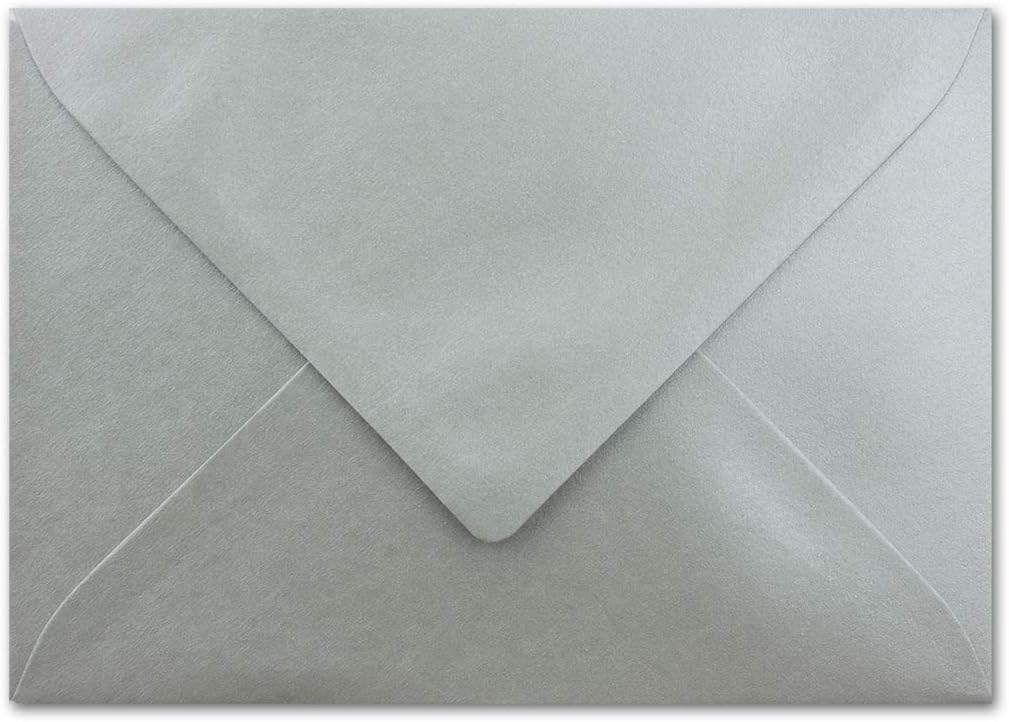 300x Faltkarten Set DIN A6/C6 mit Brief-Umschlägen in Silber - inklusive Einleger - 14,8 x 10,5 cm -