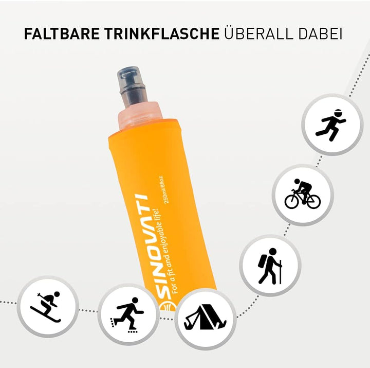 SINOVATI® TPU Faltbare Trinkflaschen, Soft Flask, Wasserflasche BPA-Frei Sportflasche für Trinkrucks