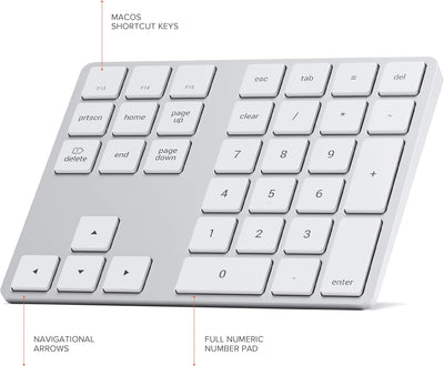 Satechi Bluetooth Extended Numeric Keypad – Schlanker wiederaufladbarer 34-Tasten-Nummernblock – Kom