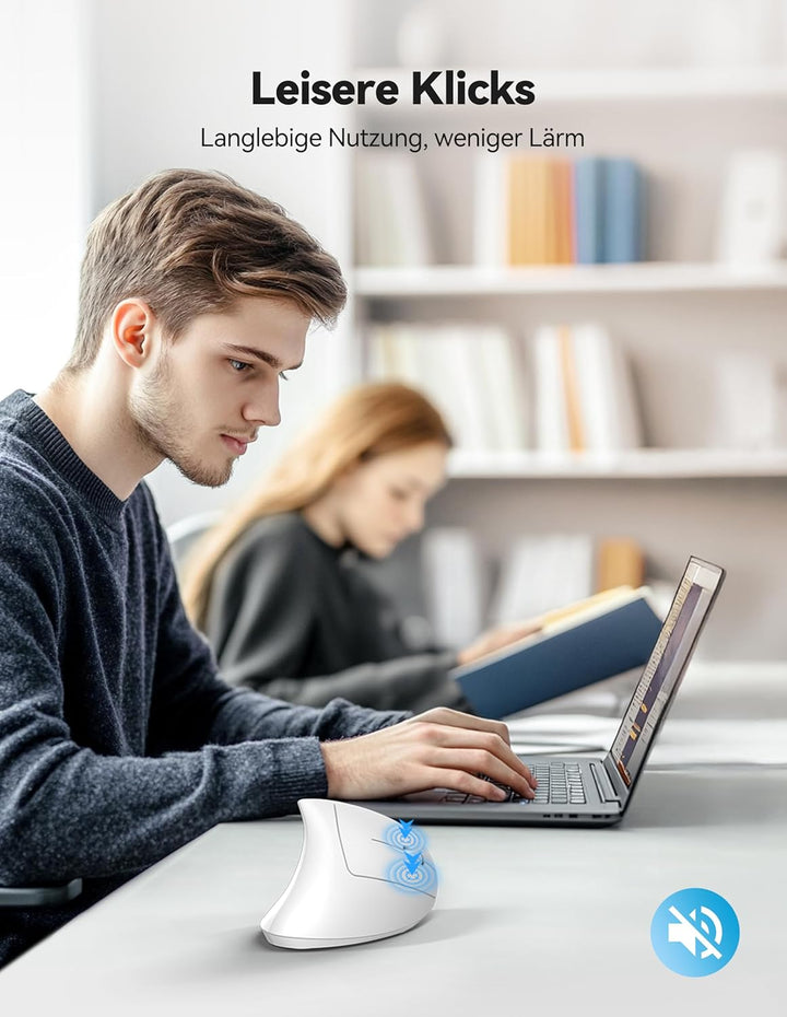 TECKNET Ergonomische Bluetooth Maus, Wiederaufladbar Kabellose Vertikale Maus (BT 5.0/3.0 + 2.4G), 6