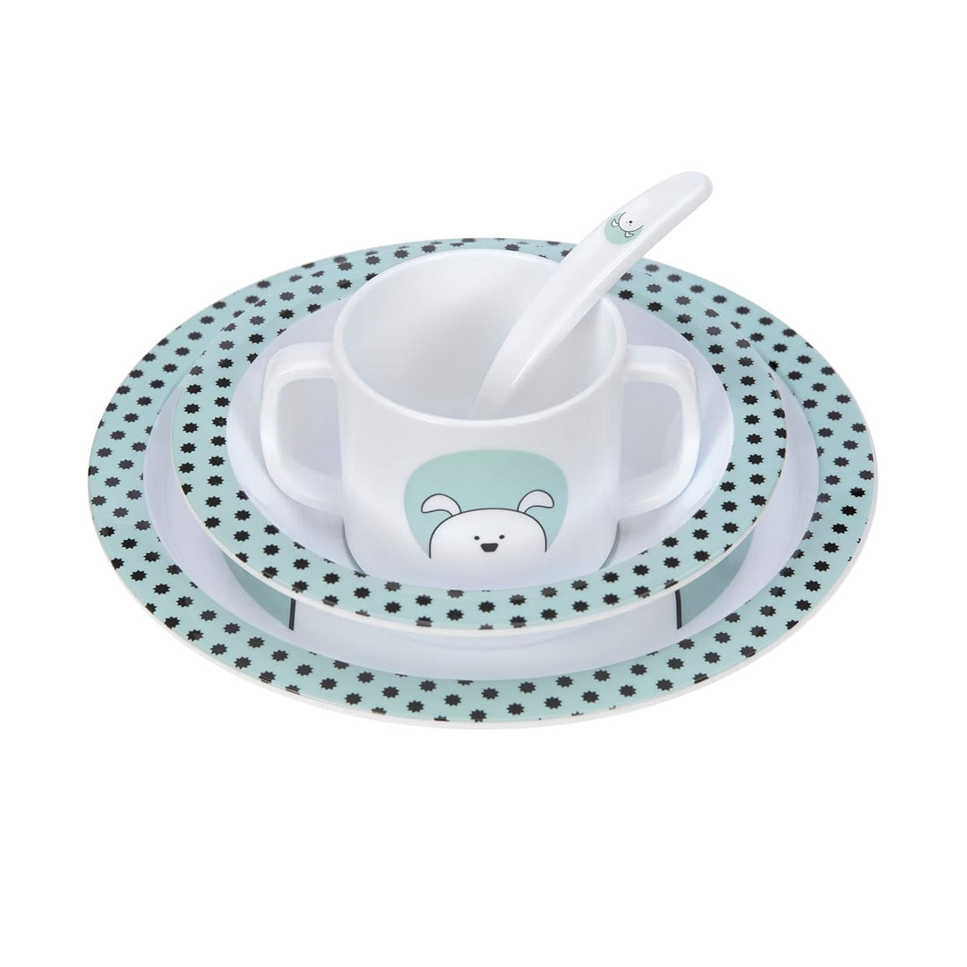 LÄSSIG Kindergeschirr Set (Teller, Becher, Schälchen, Löffel) ohne Melamin, BPA-frei, für Spülmaschi