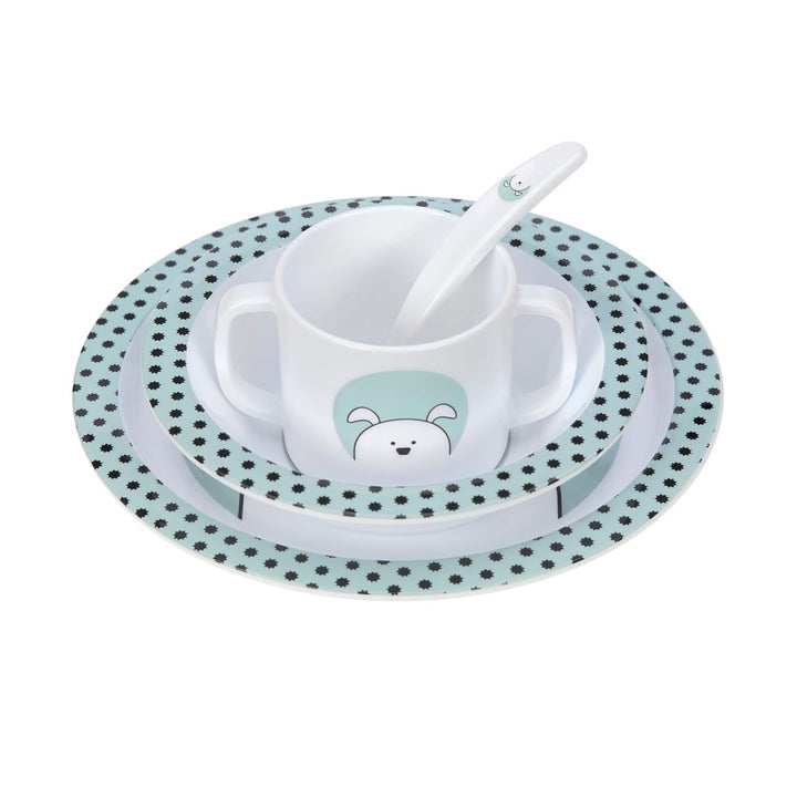 LÄSSIG Kindergeschirr Set (Teller, Becher, Schälchen, Löffel) ohne Melamin, BPA-frei, für Spülmaschi