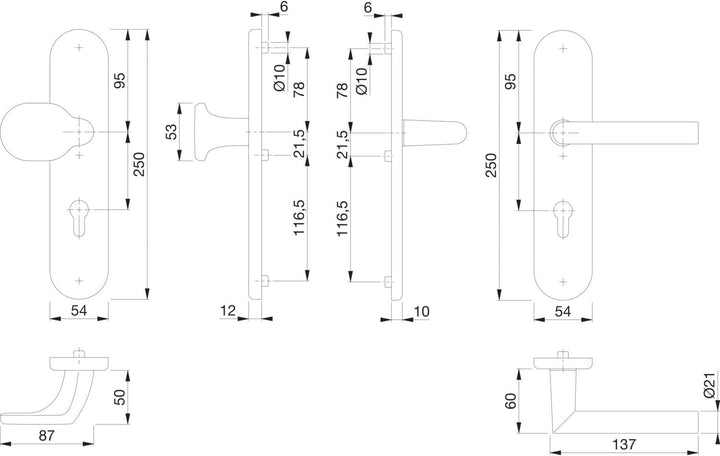 HOPPE 3885844 Sicherheits-Wechselgarnitur Amsterdam-auf Langschild Profilzylinder Entfernung 92mm,fü