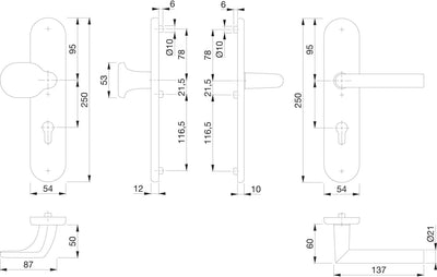 HOPPE 3885844 Sicherheits-Wechselgarnitur Amsterdam-auf Langschild Profilzylinder Entfernung 92mm,fü