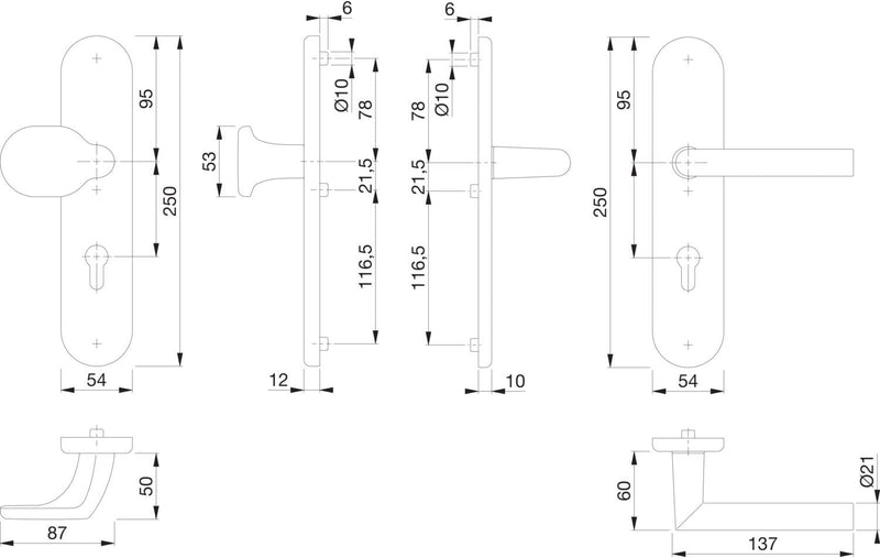 HOPPE 3885844 Sicherheits-Wechselgarnitur Amsterdam-auf Langschild Profilzylinder Entfernung 92mm,fü