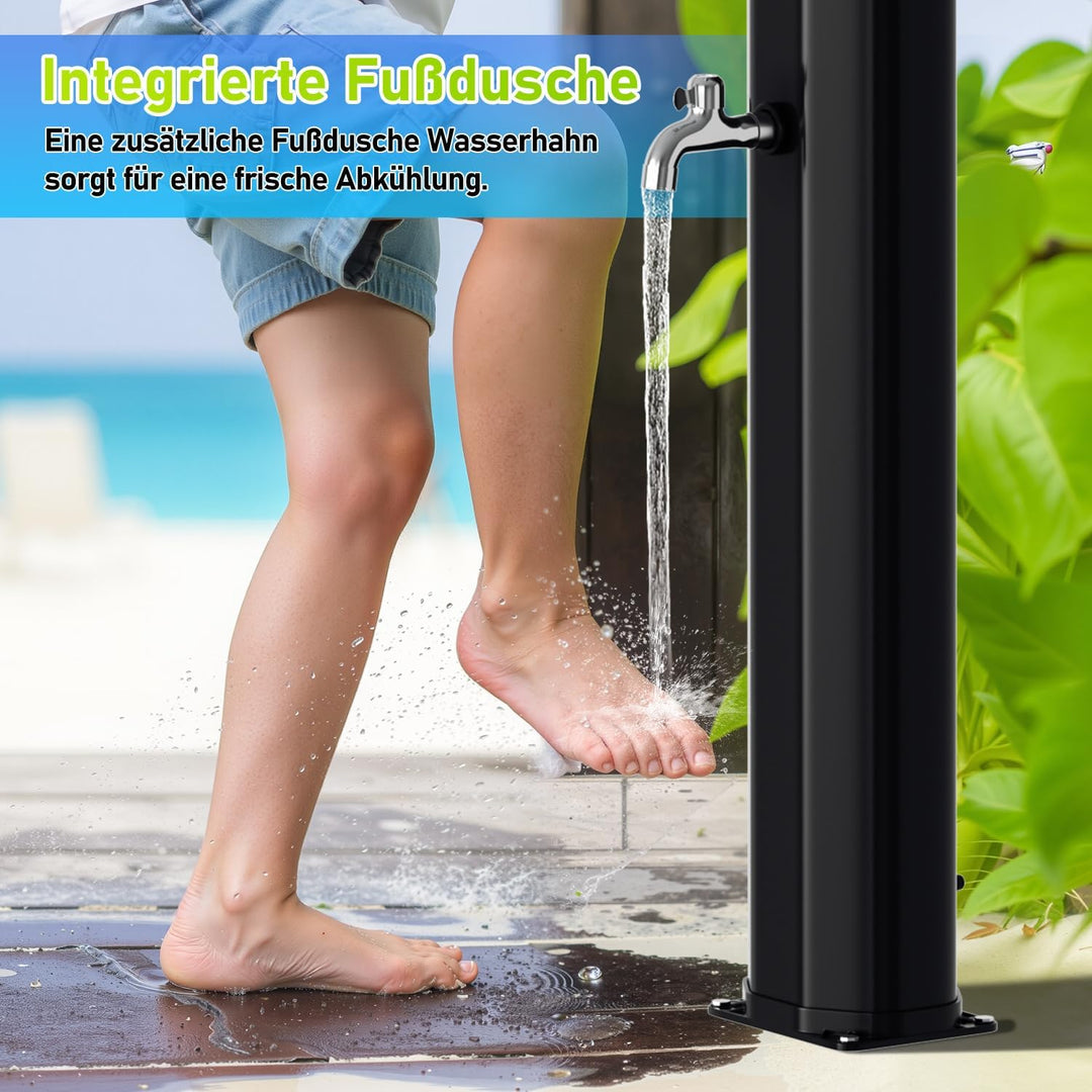 Solardusche 20L Halbe Einzelstab Solar Gartendusche warmes Wasser Bis Zu 60°C Ohne Stromanschluss Po