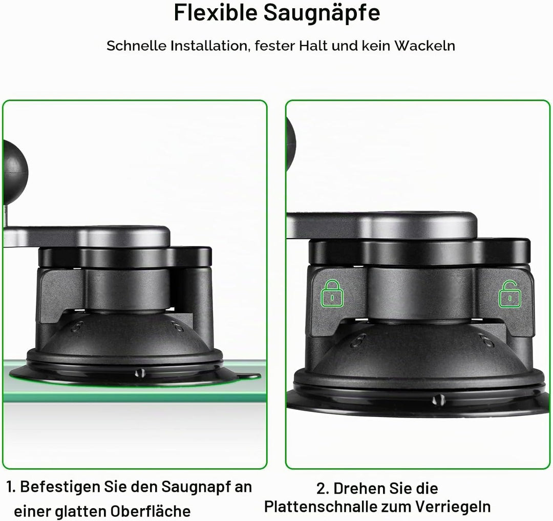 FANAUE Twist Lock Saugnapf Basis mit 1-Zoll-Kugel-Adapter kompatibel mit RAM Mount B Grösse Doppelso