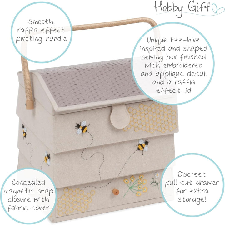 Hobby Gift Neuheit Nähhandwerk Hobby Aufbewahrungsbox, Bienenstock, 24 x 29 x 29.5cm Extra Large, Ex