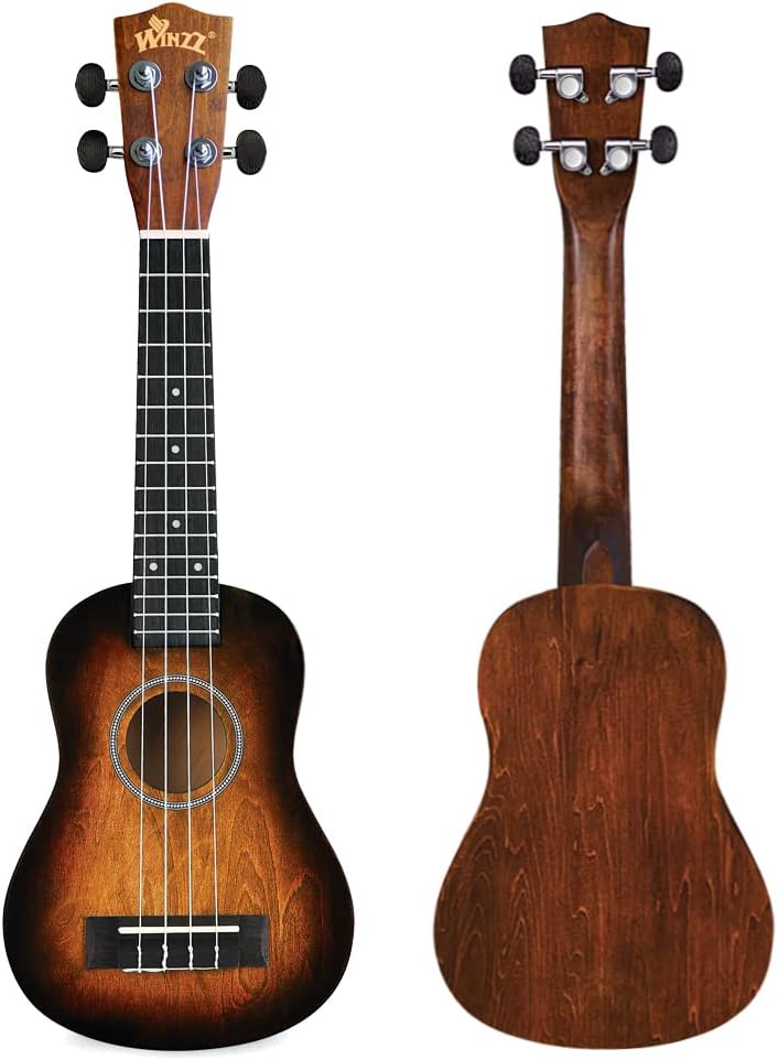 Winzz 21" Sopran Ukulele Anfänger Set Kinderm Erwachsene, Einzigartiges Farbdesign, mit Tasche, Stim