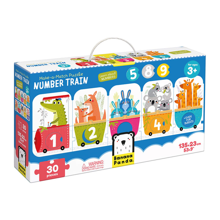 Banana Panda - Make-a-Match Puzzle Number Train - enthält 30 grosse Teile zum Lernen von Zahlen und