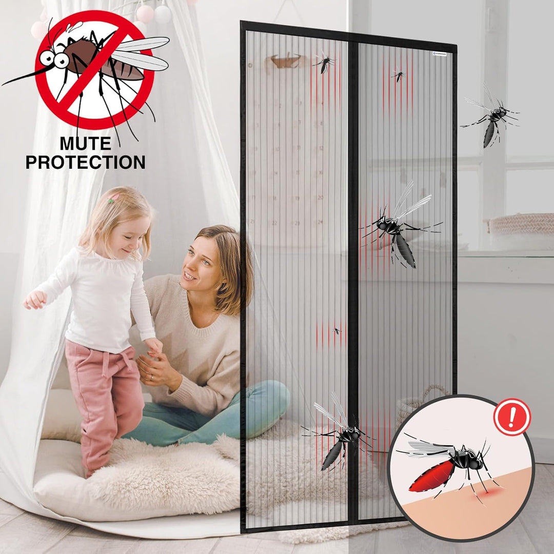 Fliegengitter tür 140x230cm, design4door Fliegengitter Balkontür Schwarz, Keine Stechmücken, Gesunde