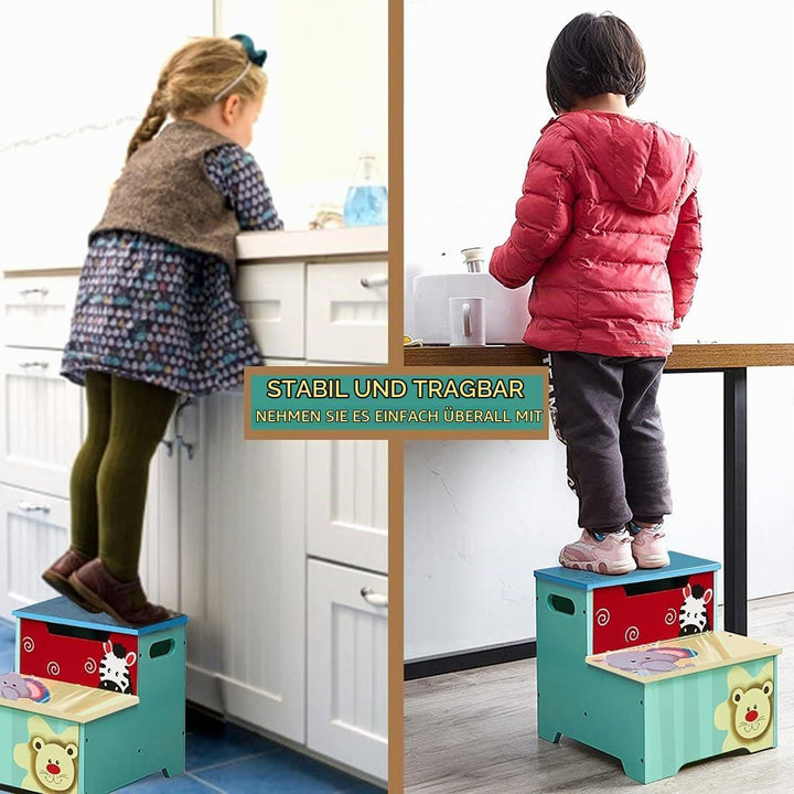 Tritthocker für Kinder | Kindertritthocker mit Aufbewahrung | Tragbare &amp; leichte Double Step Hocker