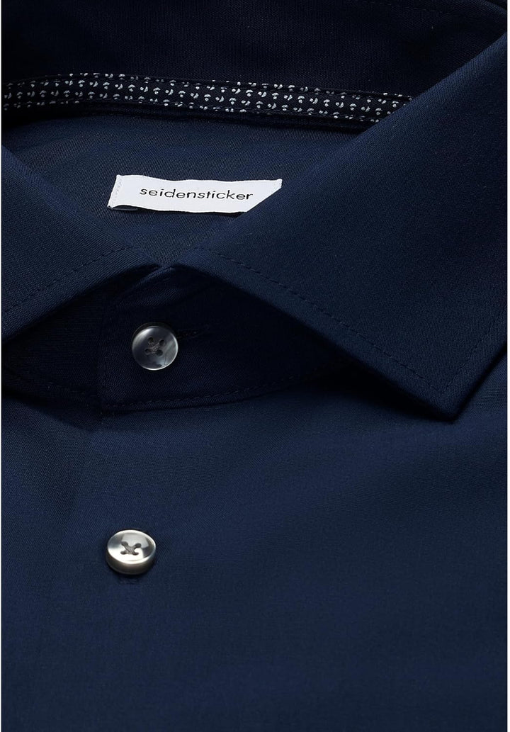 Seidensticker Herren Men Slim Patch Longsleeve Cotton Hemd 36 Dunkelblau(665477), 36 Dunkelblau(6654
