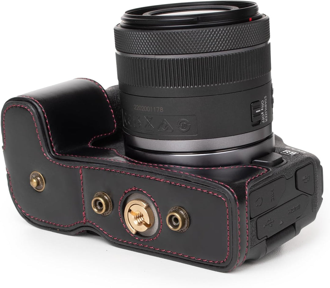Rieibi EOS R8 Hülle, Vintage PU Leder Kameratasche für Canon EOSR8 Digitalkamera Schutzhülle Grip Ca